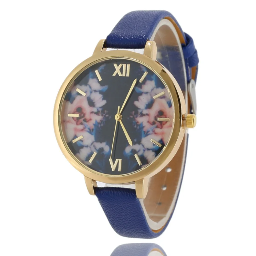 2017 новый печать мода часы тонкий кожаный пояс кварцевые роман женские часы|watch
