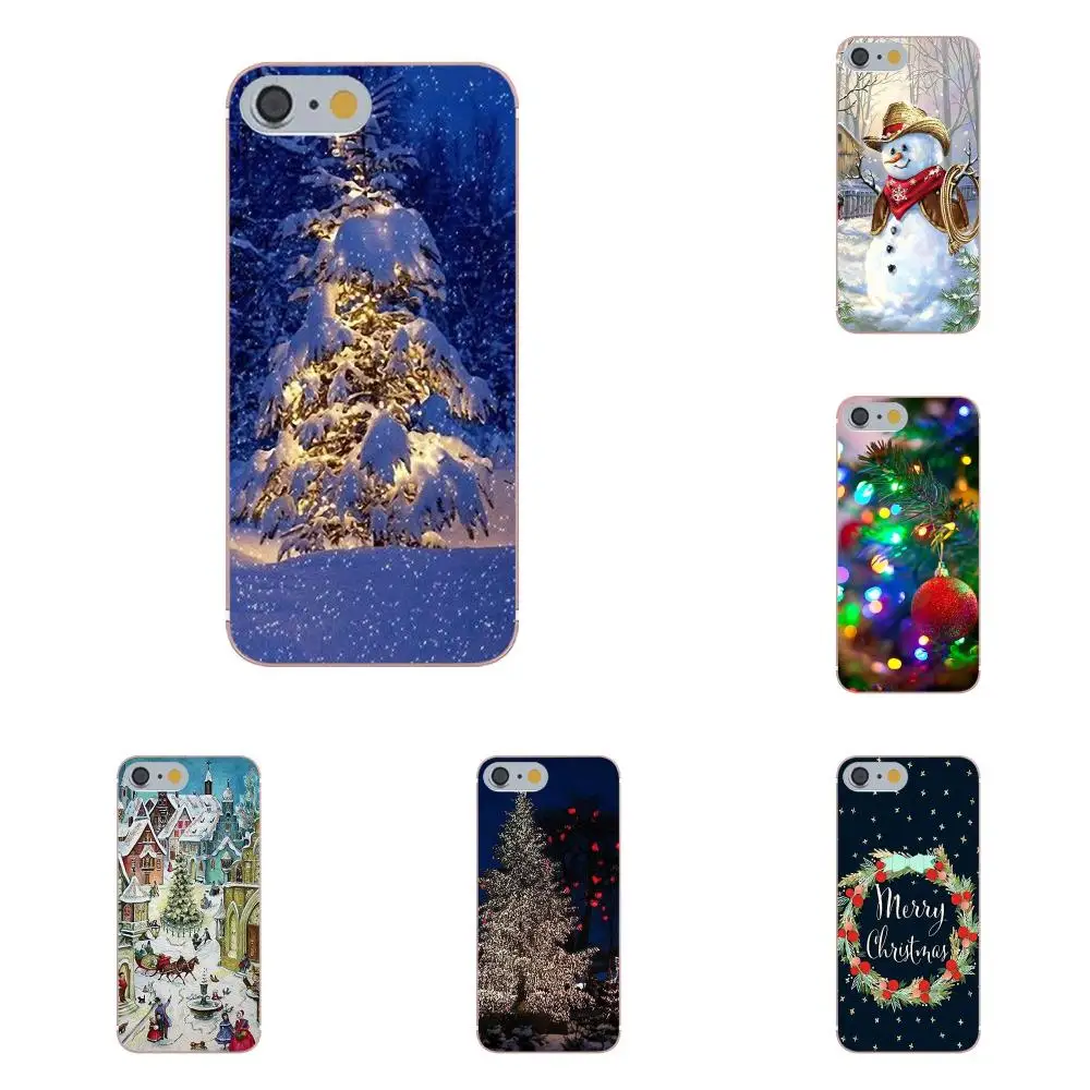 Счастливый новый год веселая Рождественская елка снежные хлопья для Apple iPhone 4 4S 5 5C