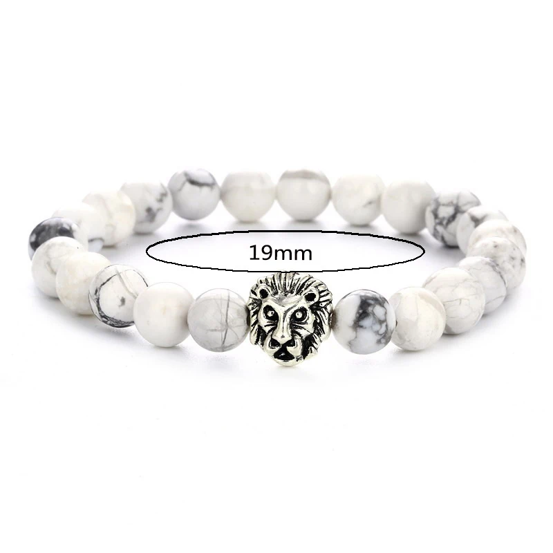 8mm Natural Stone Bracelet Homme Alloy Animal Beads &amp Bangle Personality Jewelry BFF | Украшения и аксессуары