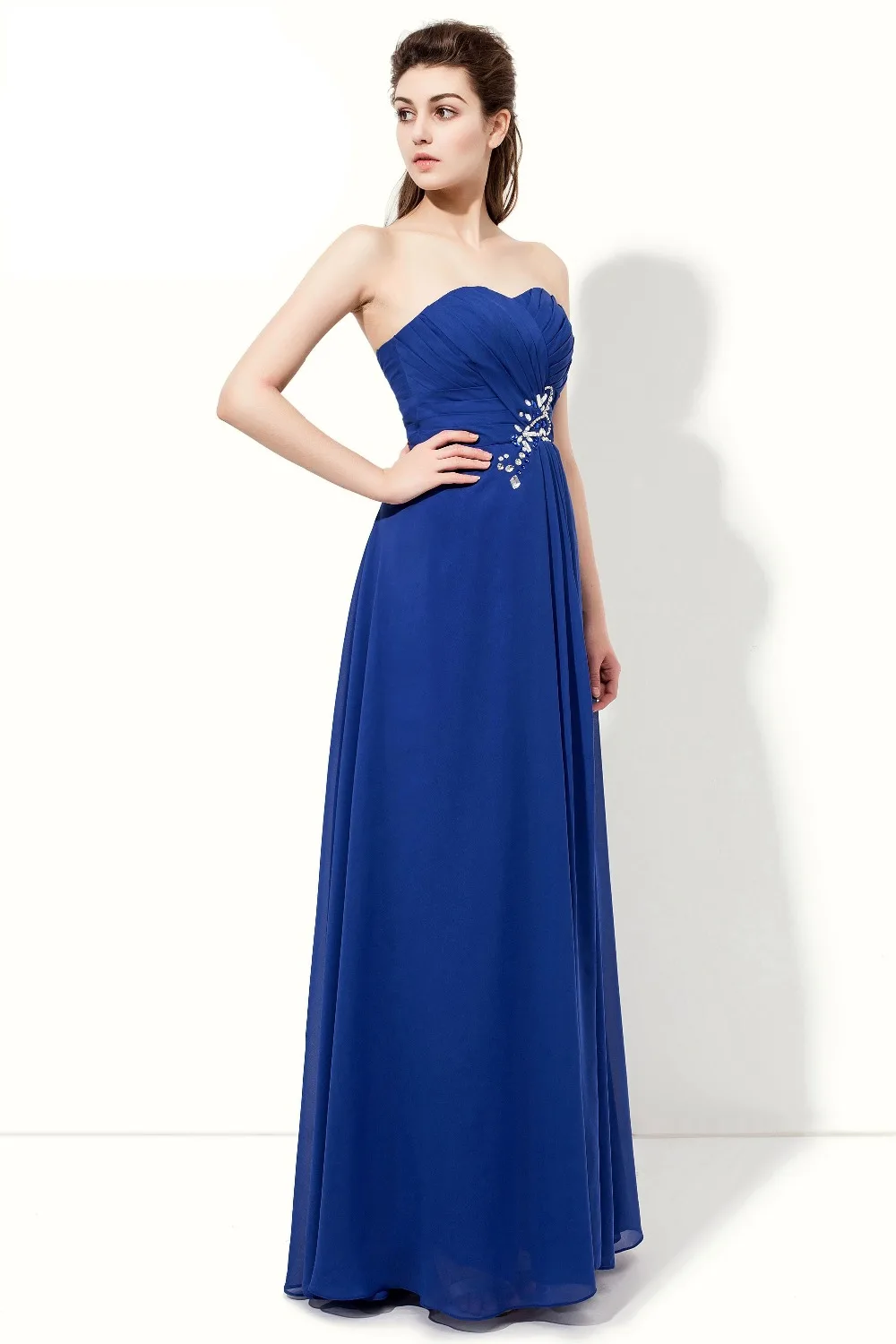 Длинные шифоновые платья подружки невесты Angelsbridep Королевского синего цвета