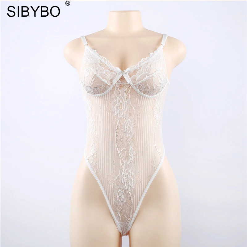 Sibybo, открытая спина, сетка, сексуальный кружевной комбинезон, женский, v-образный вырез, без рукавов, галстук-бабочка, обтягивающий женский комбинезон, слинг, для ночного клуба, комбинезон для женщин