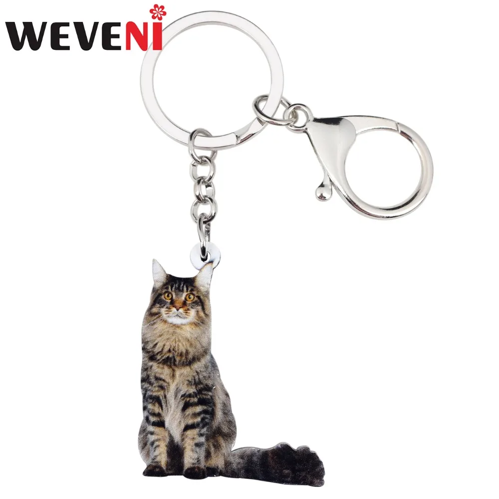Оригинальный брелок WEVENI из акрила в виде сидящего котенка кошки Модная бижутерия