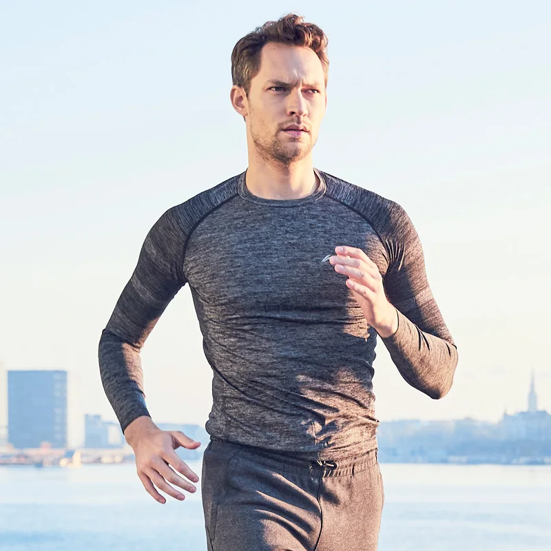 Мужская Спортивная Футболка Li Ning облегающая футболка с длинным рукавом 72% Nylong