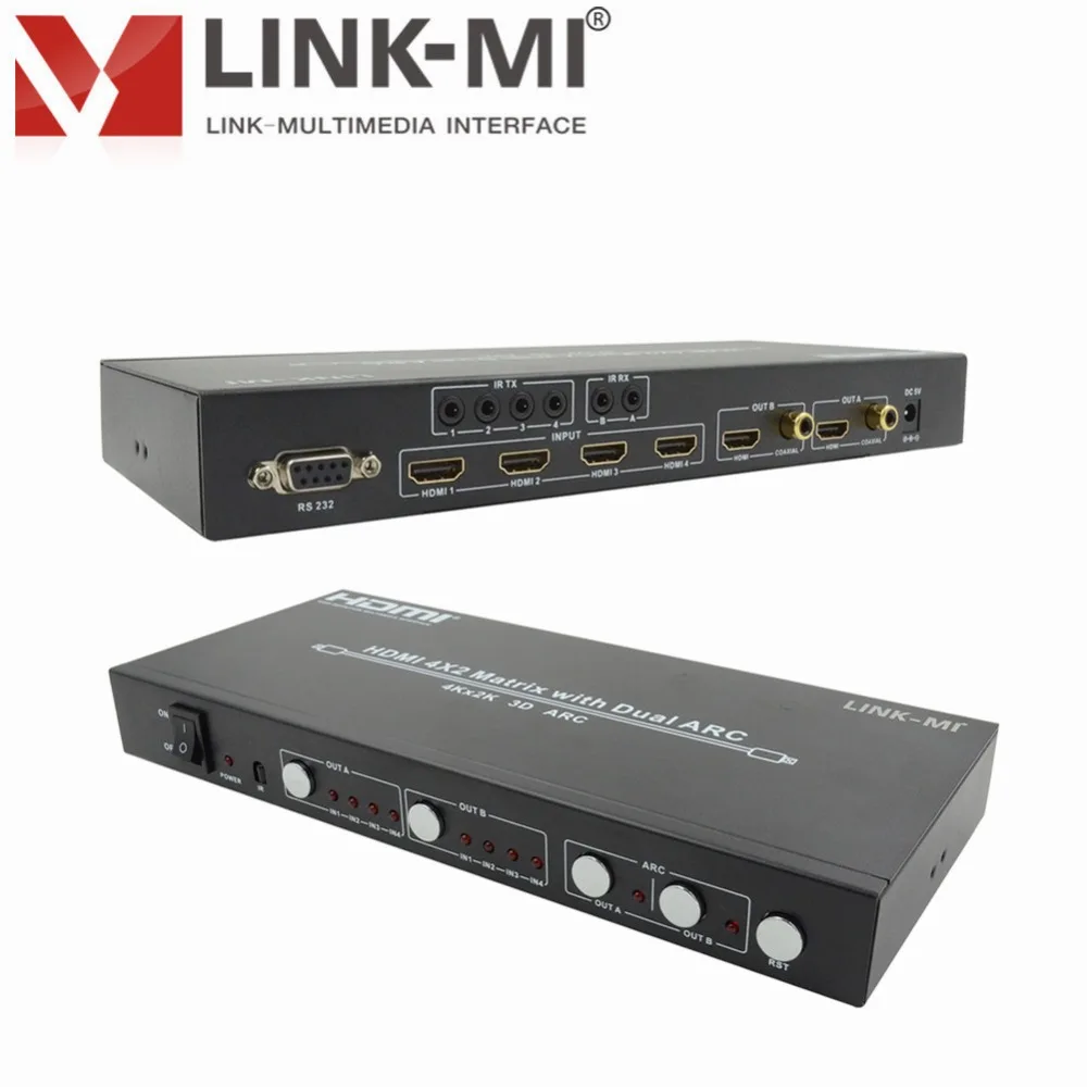 LINK MI MX42 ARC 4 на 2 HDMI матрица с двойной дугой 1x2 сплиттер 4x1 переключатель домашнего