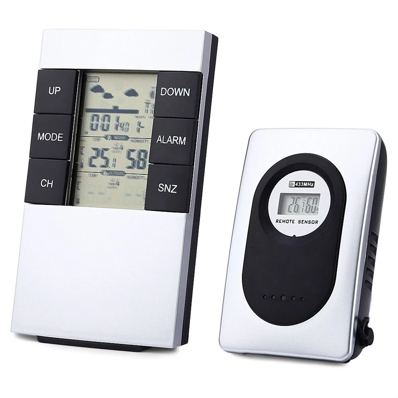 Black Ts-H146 433 МГц Беспроводная метеостанция мультфифункциональные часы и тестер влажности Крытый Уличный Термометр гигрометр - Цвет: Black