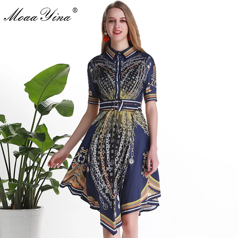 Женское платье с коротким рукавом MoaaYina элегантное асимметричное в полоску