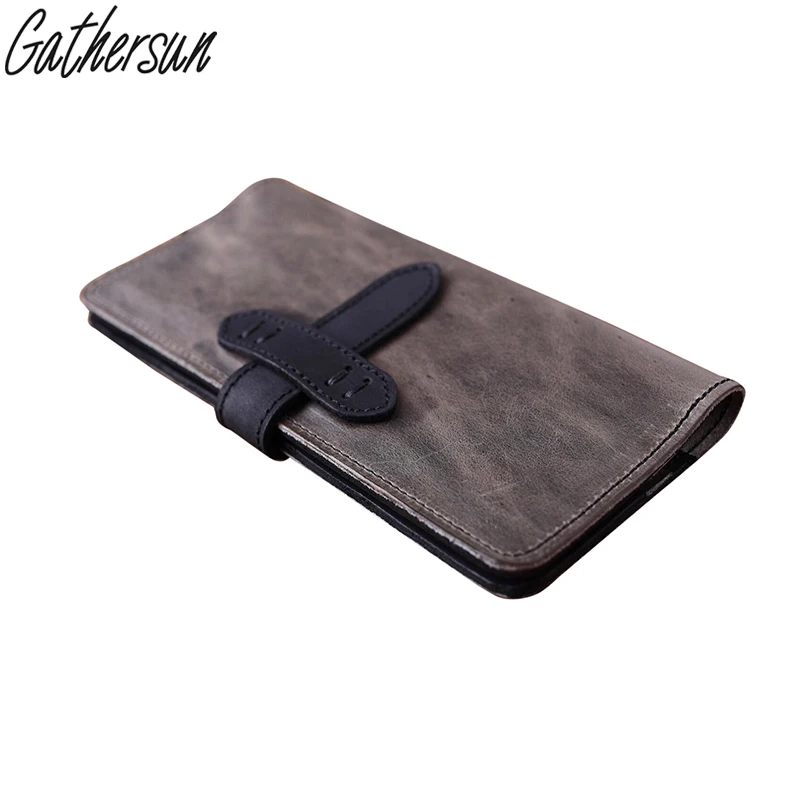 Gathersun Brand Handmade 100% High quality Top Layer Cowhide Leather Wallet Genuine Unisex Vintage Style Long Purse | Багаж и сумки