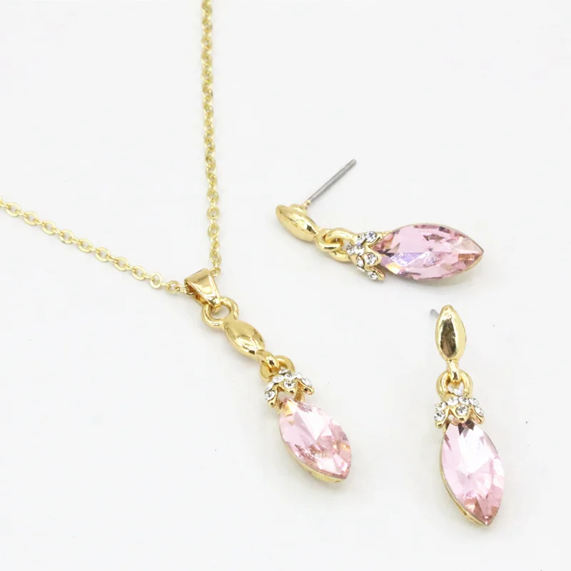 Кристалл Rhinestone Цепочки и ожерелья серьги Шарм комплект ювелирных изделий для Для
