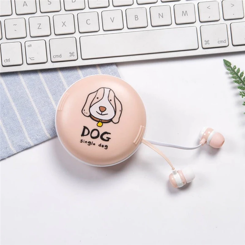 Cute 3.5MM Wired Earphones Stereo Sports Headset With Earphone Storage Box Set For Smartphone | Электроника