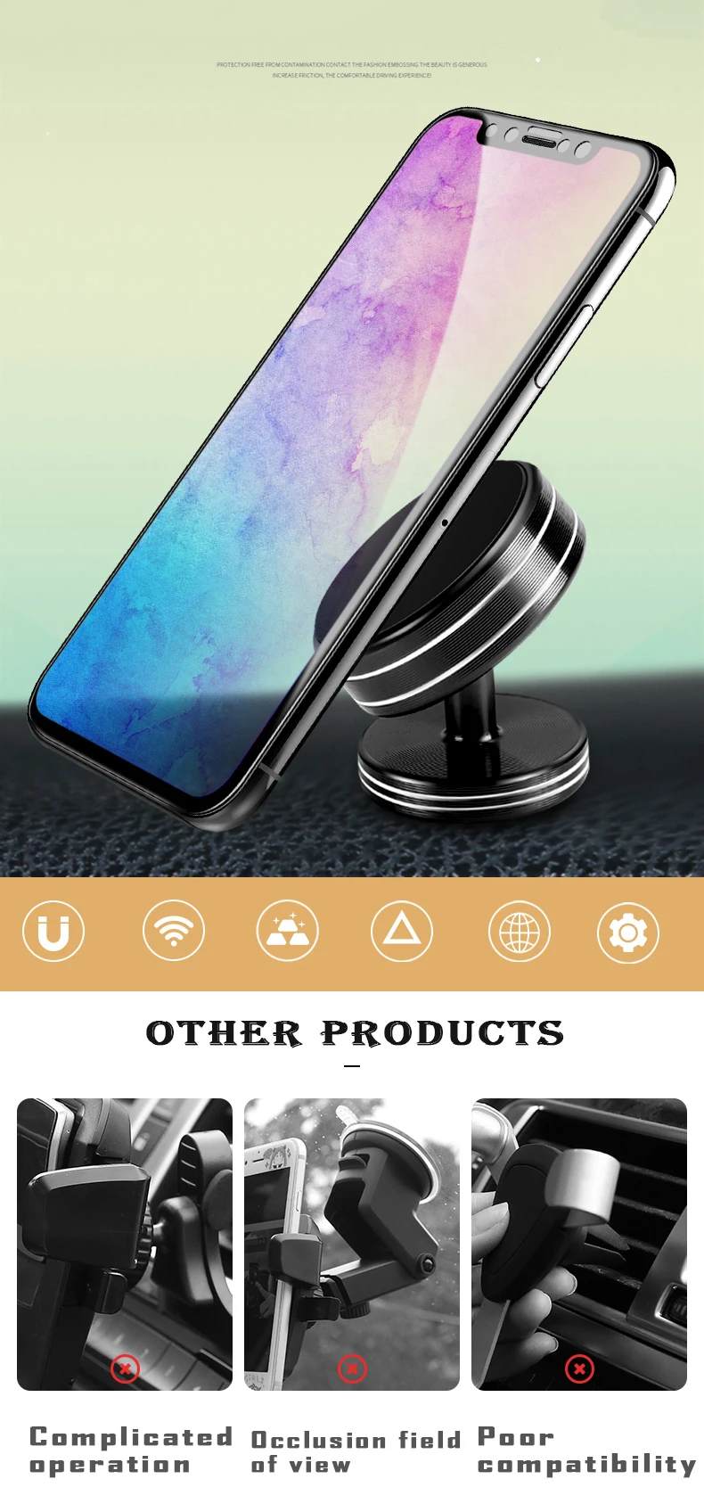 Мини магнитный автомобильный держатель, подставка popsocket, держатель мобильного телефона для смартфона для Iphone, поддержка для авто, стабилизатор сотового телефона