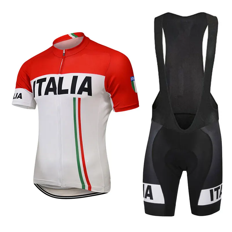 Jersey and bib pant Италия Мужские Pro Велоспорт Джерси MTB велосипедная одежда команда короткая рубашка нагрудник набор Ropa Ciclismo велокостюм из флиса Майо кулот - Цвет: Jersey and bib pant