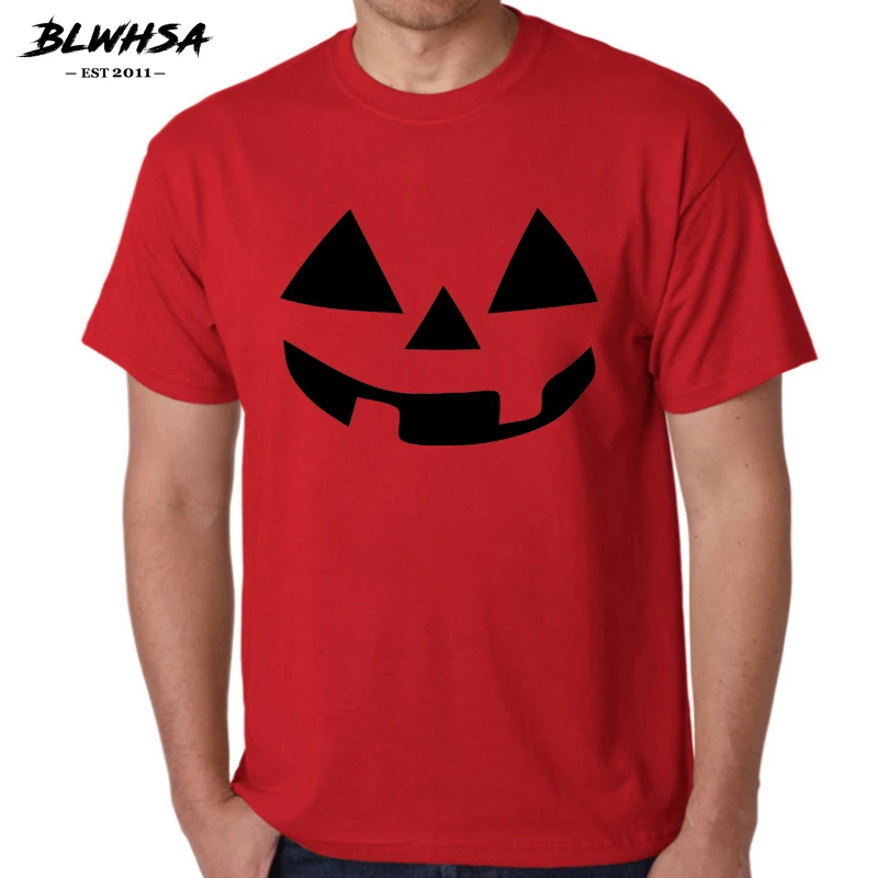 BLWHSA Before Christmas Men T-Shirts Short Sleeve Halloween Pumpkin Design Smiling Face Funny Cotton Casual Top&amptee | Мужская одежда