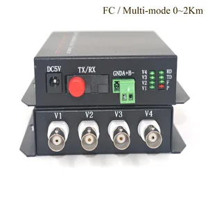 4CH видео волоконно-оптический медиа конвертер (Tx  Rx) -многомодовый 2Km передатчик приемник для системы безопасности CCTV