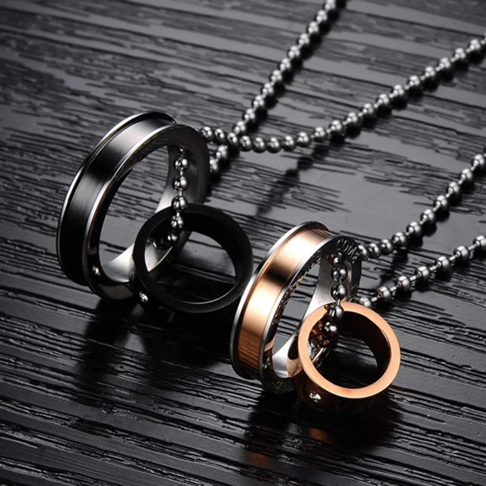 Его и ее Подарок на годовщину титана стали ювелирные изделия Пара колье|couple necklace