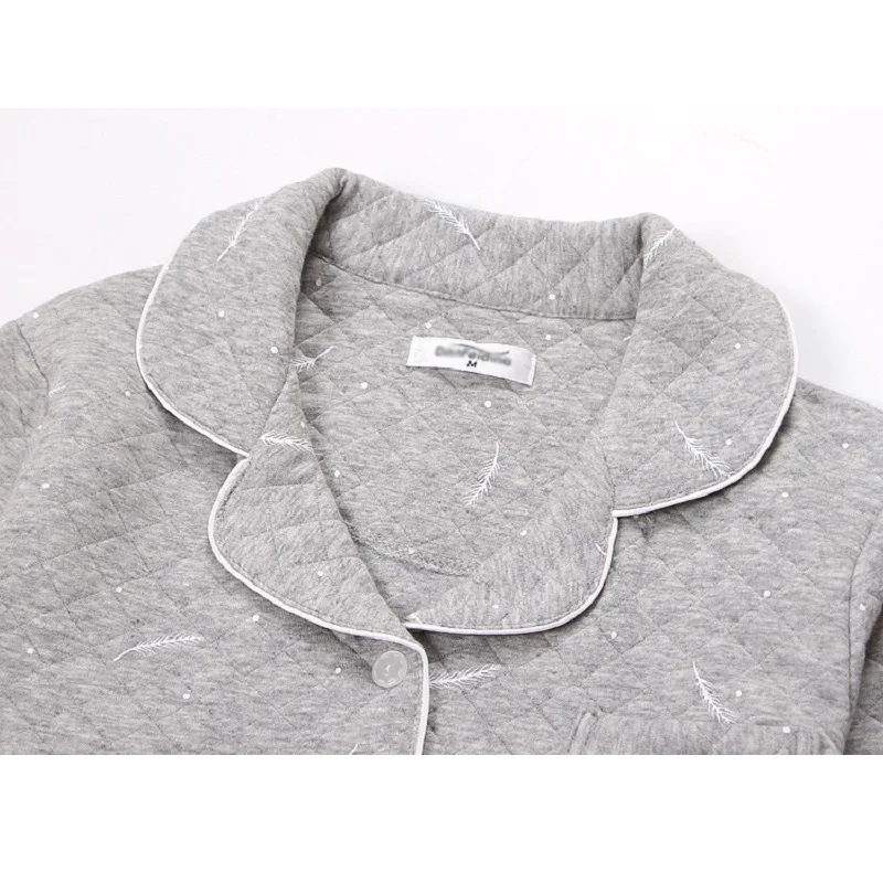 Autumn Men Pajamas Set Pure Cotton Regular Full Sleeve Couples Pijama hombre Casual Clothing Feathers Printed Women Sleepwear