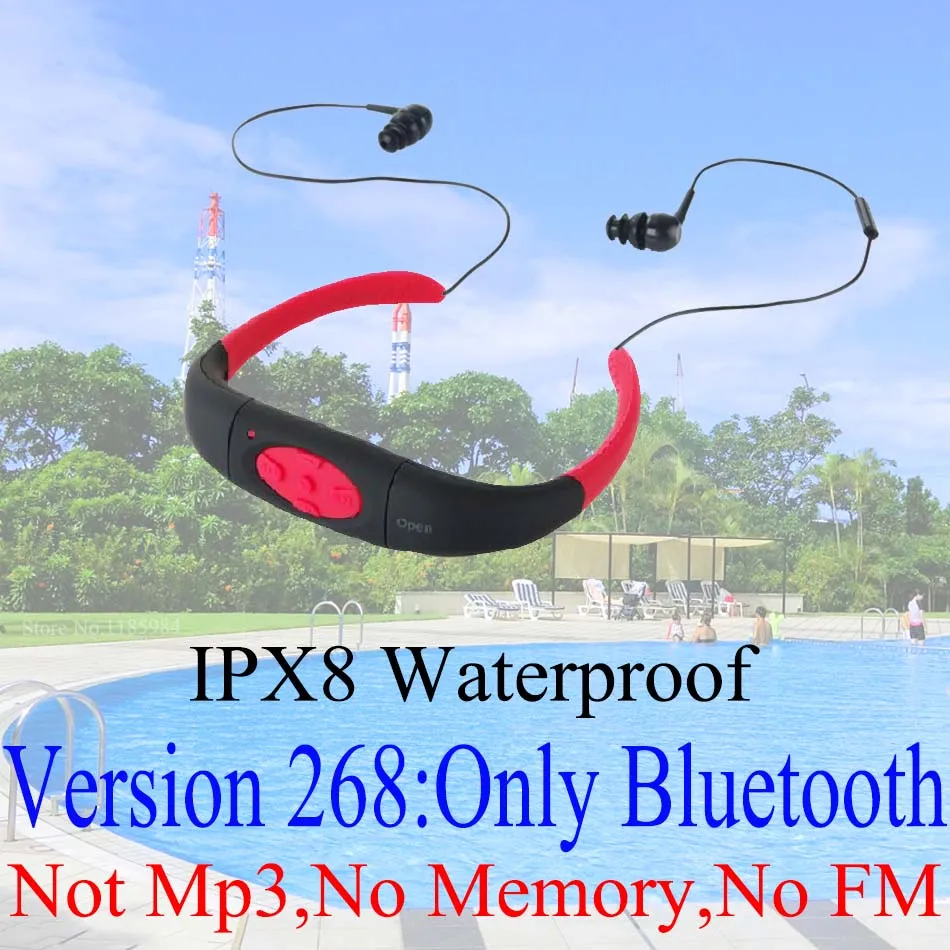 268 ( Bluetooth E ) 268 IPX8 водонепроницаемый Bluetooth 4,0; 168 4 ГБ 8 ГБ Водонепроницаемый MP3-плеер fm-радио) Плавание ming Дайвинг подводный Спорт Плавание Наушники - Цвет: 268 ( Bluetooth E )