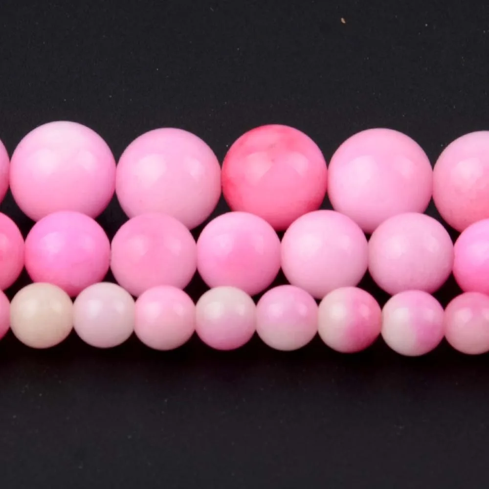 Бусины из нефрита гладкие круглые бусины натурального камня розового и белого
