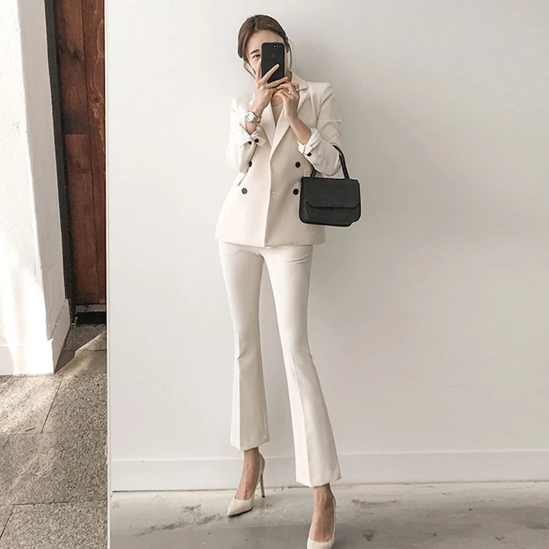 Комплект из 2 предметов женские костюмы Осенние повседневные модные однотонные