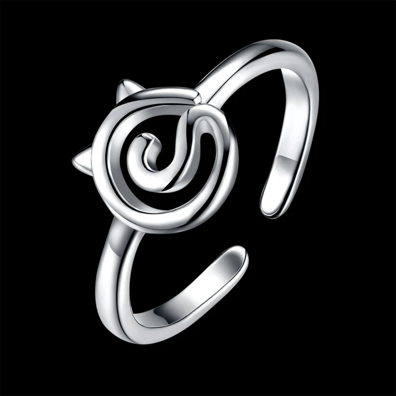 Модное открытое серебряное кольцо в форме кошки Garilina женское праздничное R2234 |