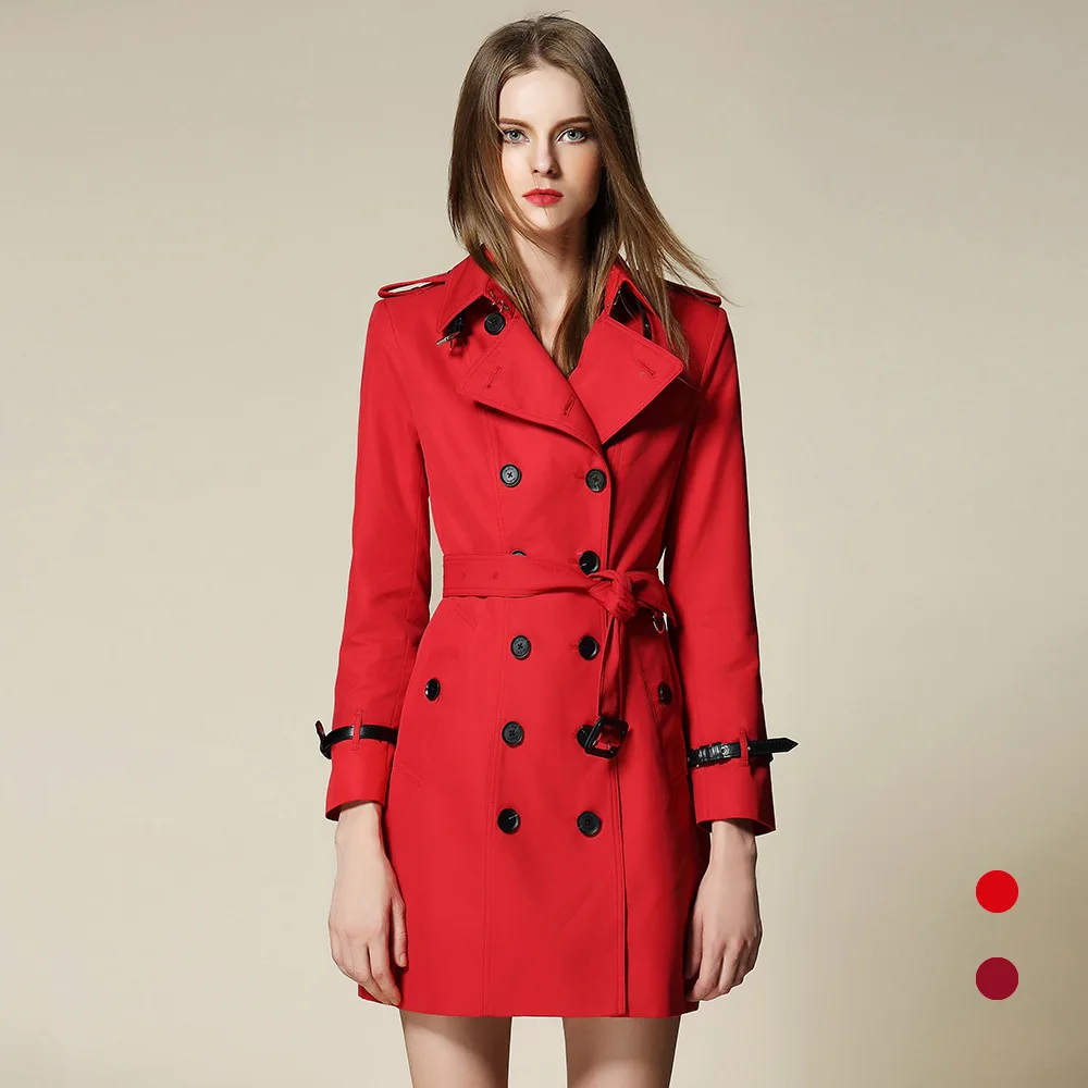 2018 модное зимнее женское пальто-Тренч водостойкое двубортное пальто средней