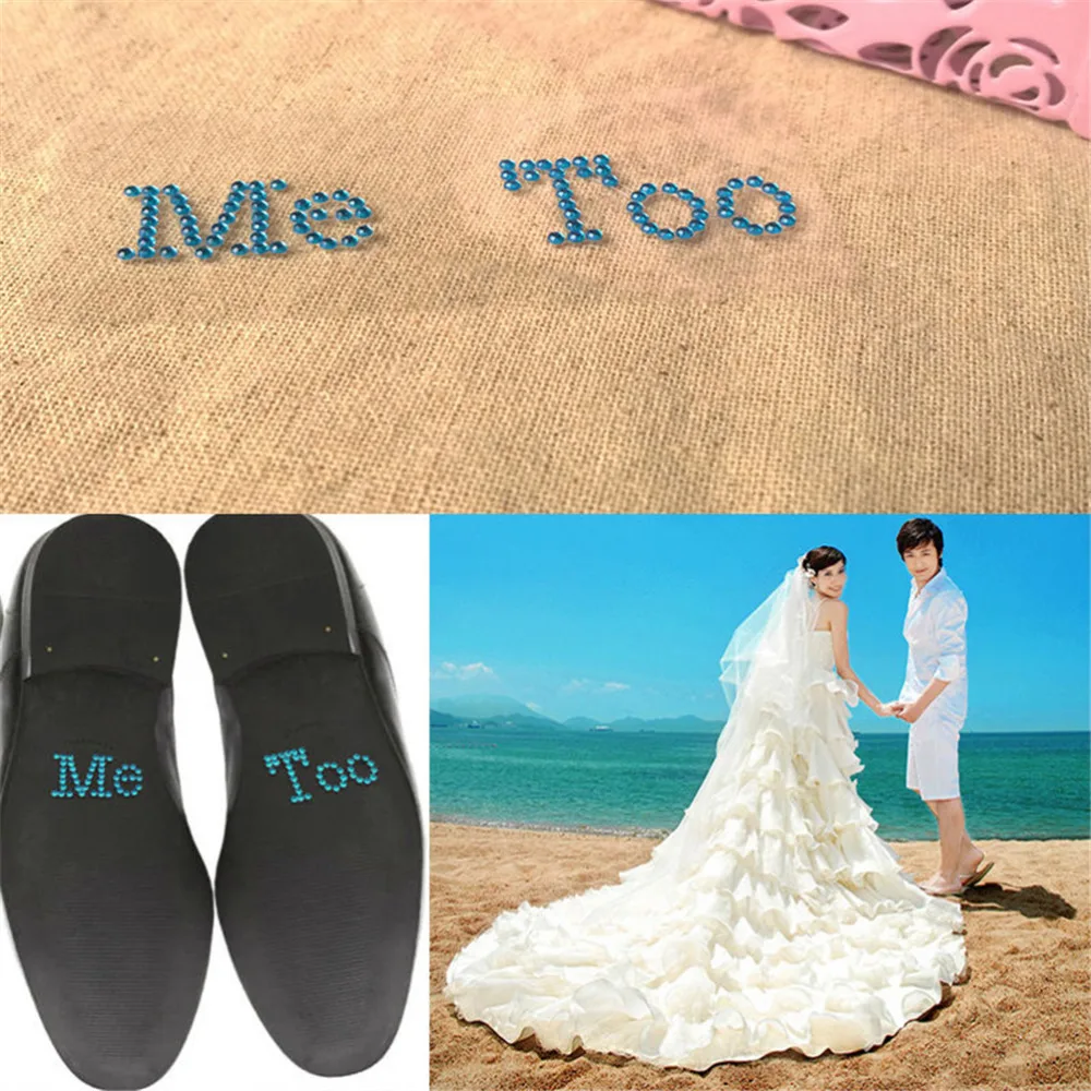 

I Do Me Too White Clear Rhinestone For Shoes Decoration For Wedding Decor Bridal Groom Shoe Sticker 1 Set