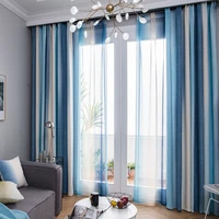 blue high shading modern style solid color faux plain linen blackout curtain for living room window custom made