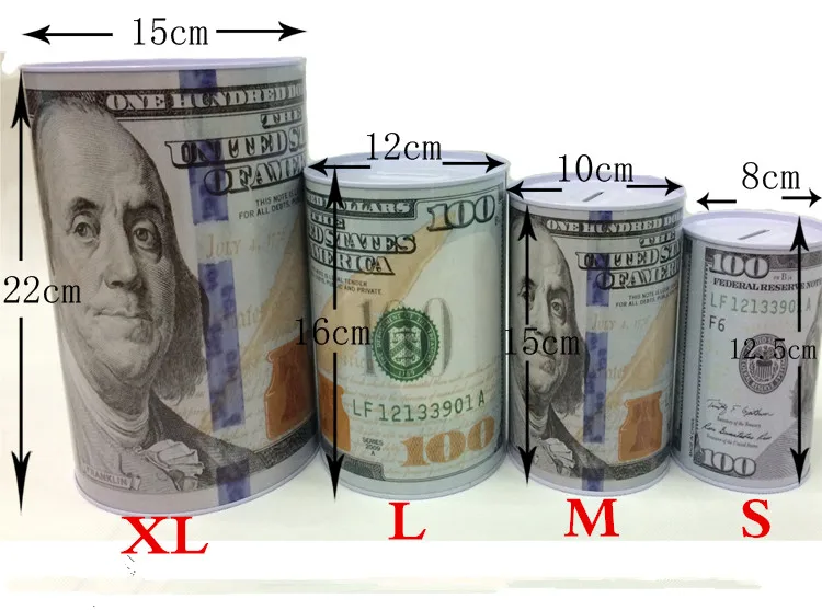 Free Shipping 1 X Tinplate US Dollar Style Coin Piggy Bank Only-In-Not-Out Money Box Deposit Large Storage | Дом и сад