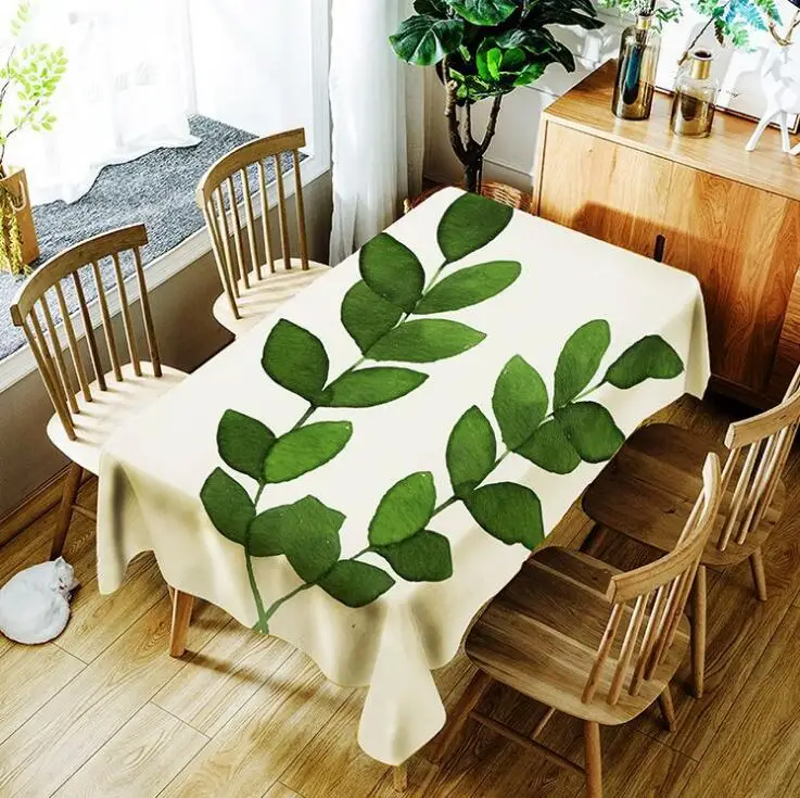 Тропические джунгли Пальмовые Листья зеленый Monstera Хлопок Лен крышка стола