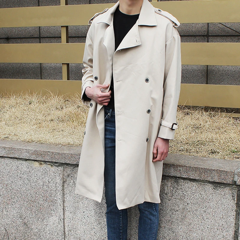 

M-3XL!!New arrival 2017 male medium-long casual loose fashion trench outerwear overcoat