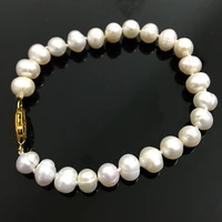 natural freshwater cultured white pearl bracelets for women 7 88 9mm fashion gift hot sale jewelry making 7 5inch b1521