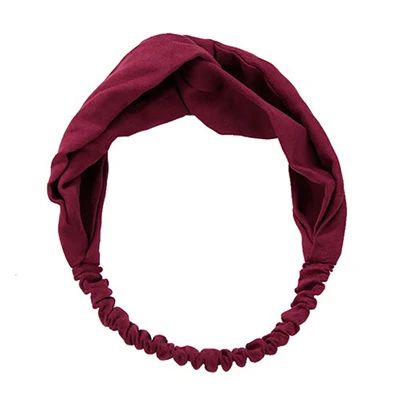 3872 wine red Топ бантик Тюрбан повязка Цветочная эластичная повязка на голову обруч для волос в полоску аксессуары для волос для женщин и девочек скрученная завязанная повязка на голову - Цвет: 3872 wine red