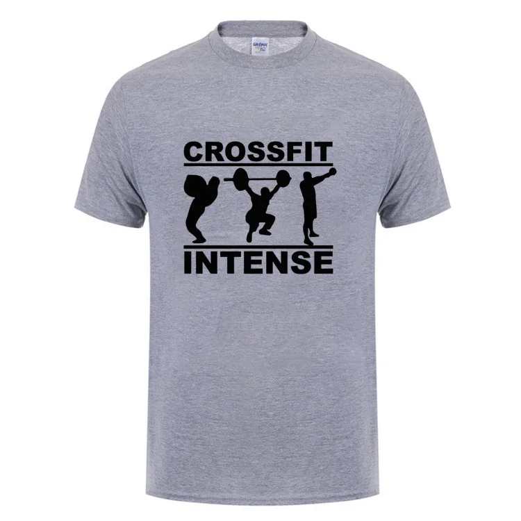 CrossFit Intense футболка Забавный подарок на день рождения для мужчин Папа Отец муж круглый вырез хлопковая Футболка фитнес бодибилдинг одежда - Цвет: Gray