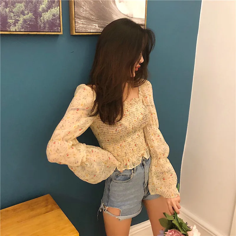2018 Новый Neploe оборками Блузка корейской моды Slash шеи Для женщин Blusas с длинным