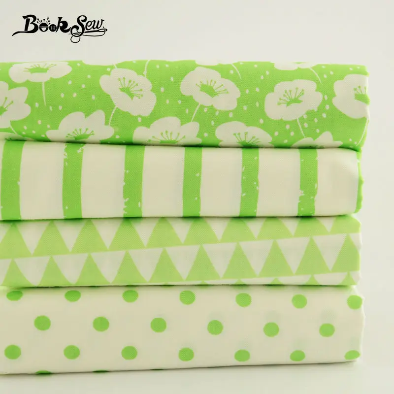 Саржевая хлопковая ткань с 4 рисунками Классическая свежая зеленая толстая