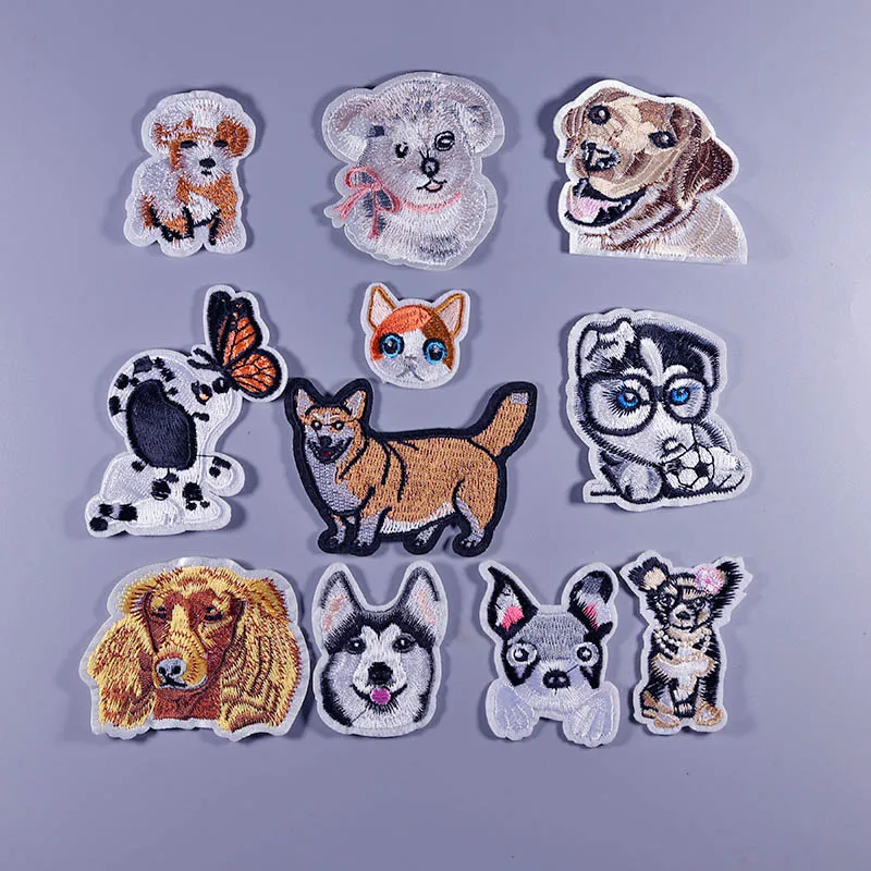 Собака умный мальчик DIY утюг на патч одежда вышивка аппликация утюгом Одежда