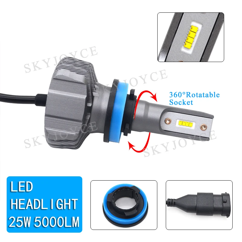 12V 24V авто фары лампы H4 H7 H11 9005 9006 50 Вт 10000LM зэс светодиодный чипы мини Размеры Водонепроницаемый 6500K H7 H11 светодиодный фары комплект