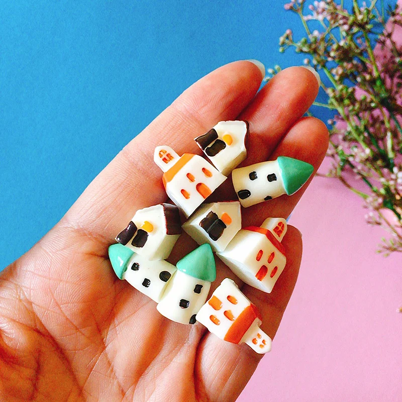 9 pcs 9 шт. мини-дом/маленькие деревья/миниатюрный коттедж/потертый/милый/Сказочный Сад/гном/Террариум с мхом домашний декор/товары для рукоделия - Цвет: 9 pcs