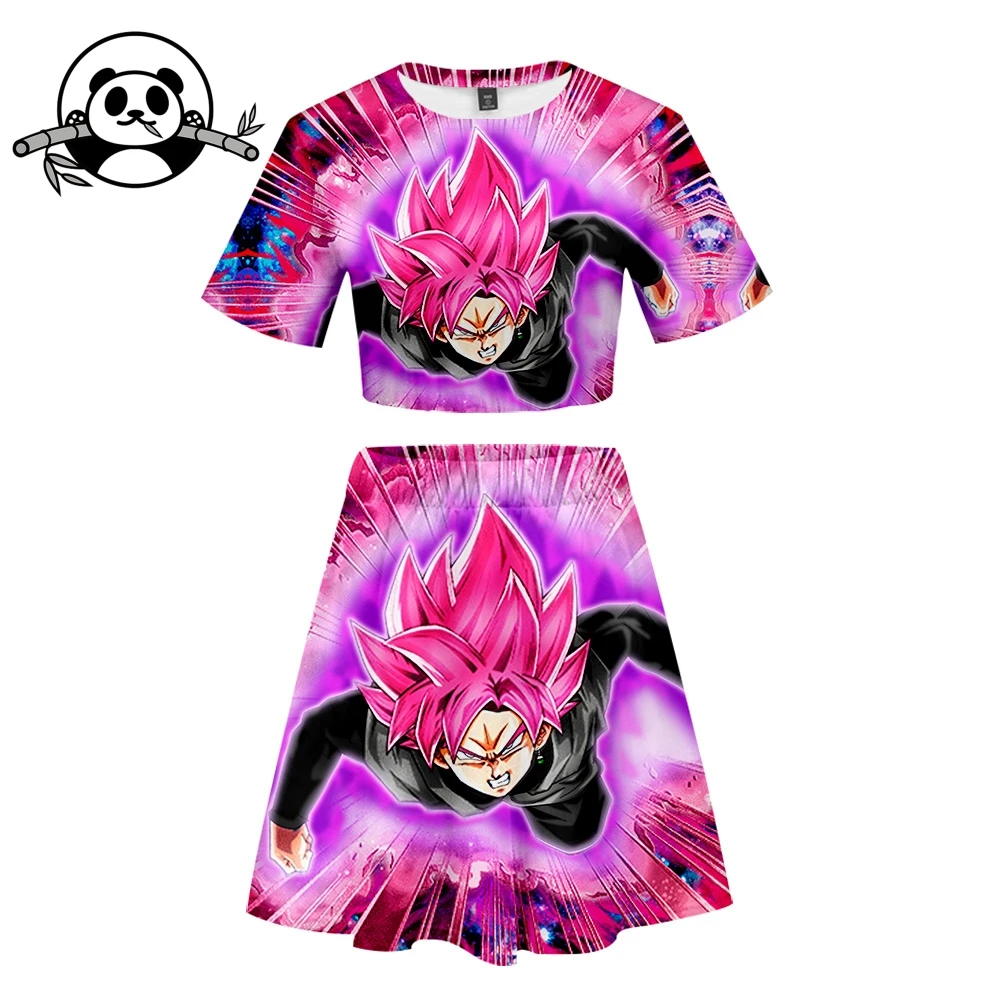 Lucky Friday Dragon Ball Супер Saiyan 3D Женский комплект 2 шт. Харадзюку корп топ и юбка одежды