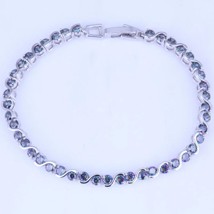 Женский изысканный браслет-цепочка и звеньевой браслет Цвет мистик серебристый