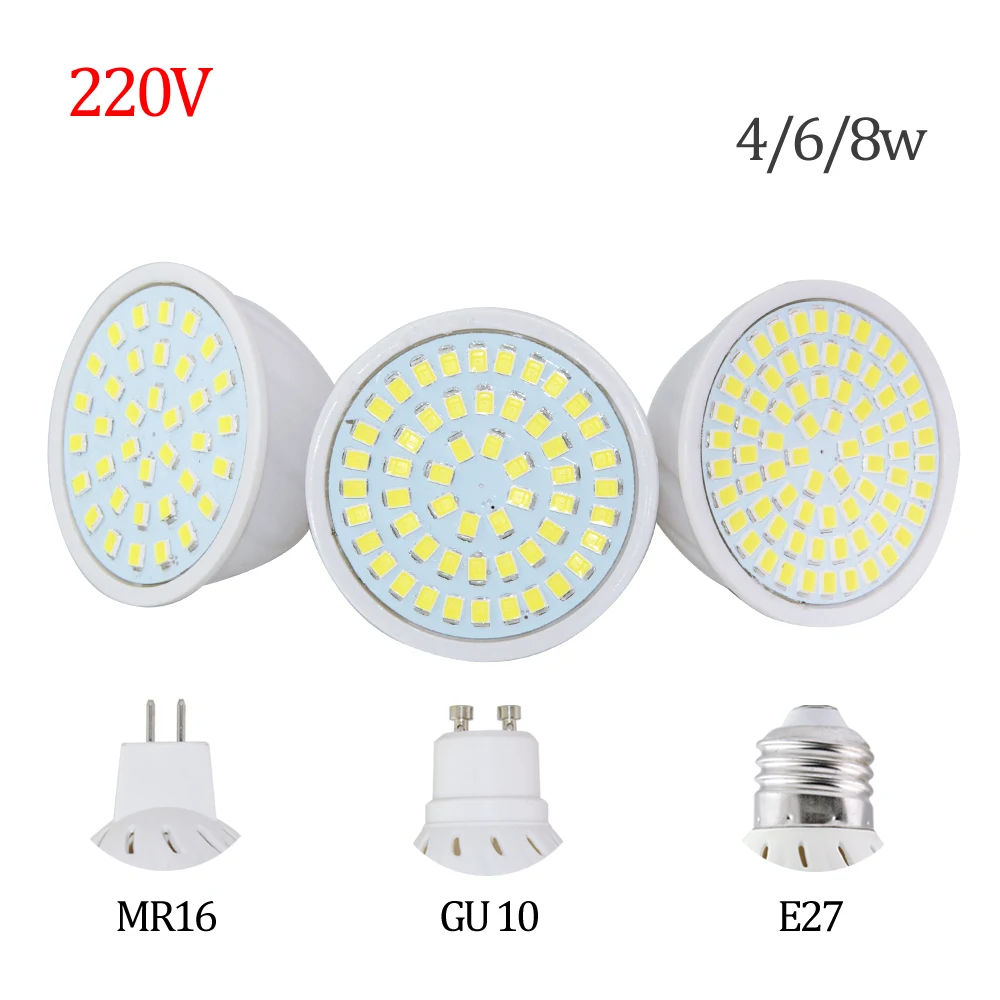 Светодиодная лампа GU10 E27 MR16 8 Вт 4 6 AC 220 В 3528SMD 36LED s 54Led 72Led белый/теплый белый|mr16 led