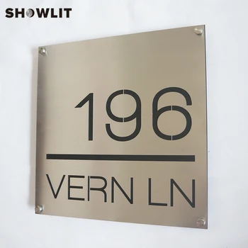 Modern Number Plate With Family Name Custom Made Door Sign With Black Background Nice Look