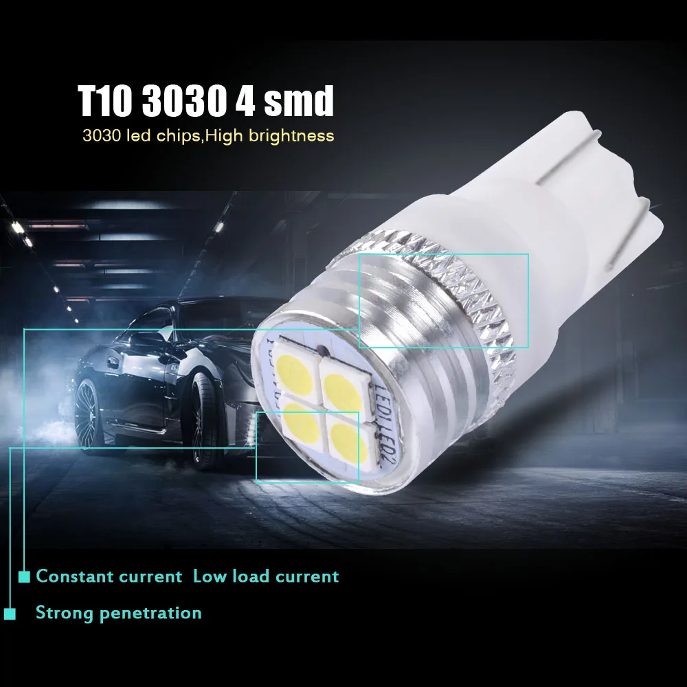 AutoEC 2x T10 3030 4 smd 194 168 W5W Светодиодная подсветка для заднего номерного