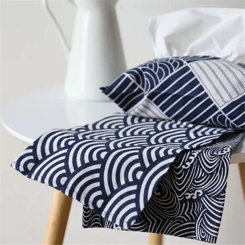 Клетчатая веерообразная салфетка в стиле ретро хлопковая льняная для домашнего