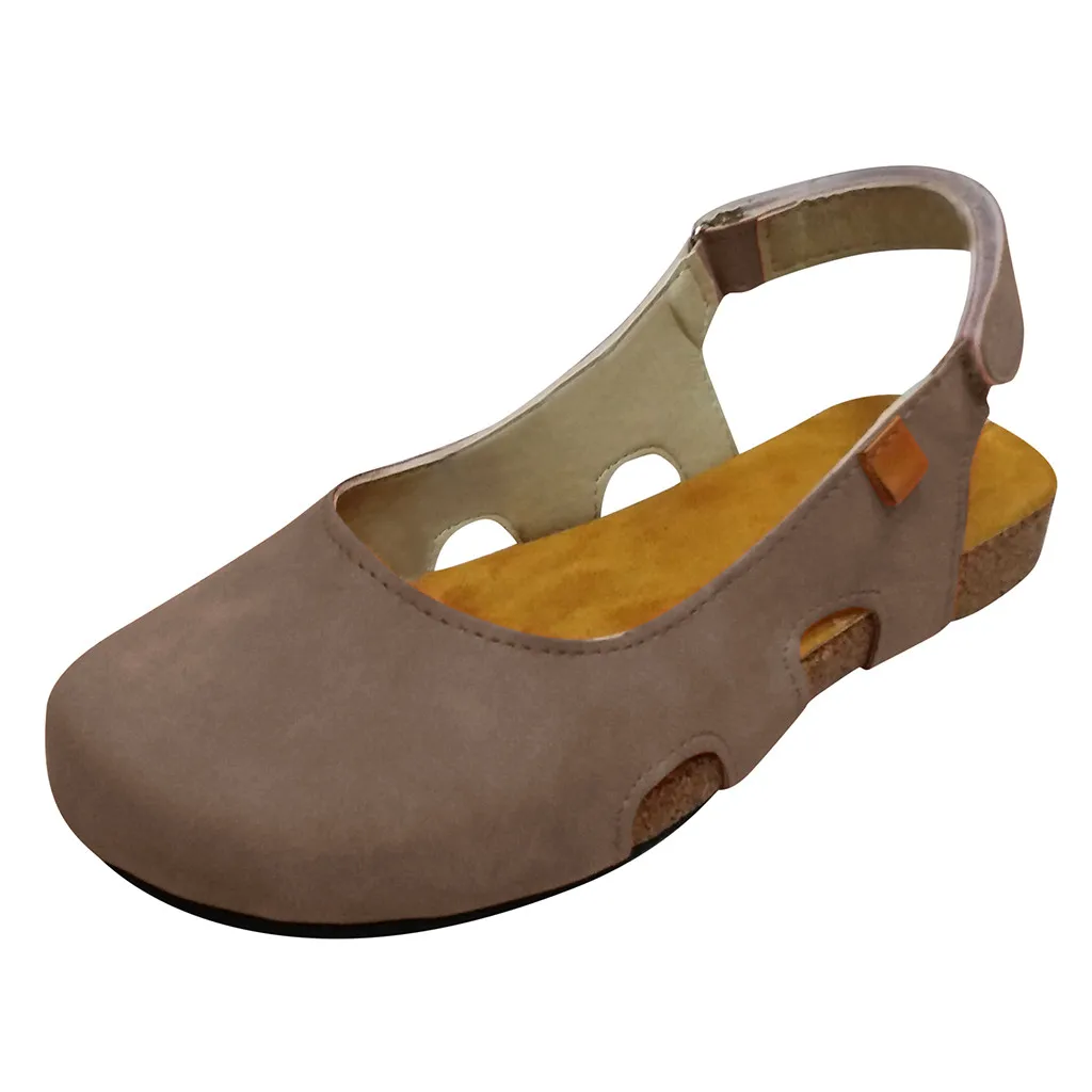 Beige SAGACE/Женская обувь на плоской платформе; Повседневная дышащая обувь с круглым носком; пляжные сандалии в римском стиле; летние женские сандалии; пляжная женская обувь; july4 - Цвет: Beige