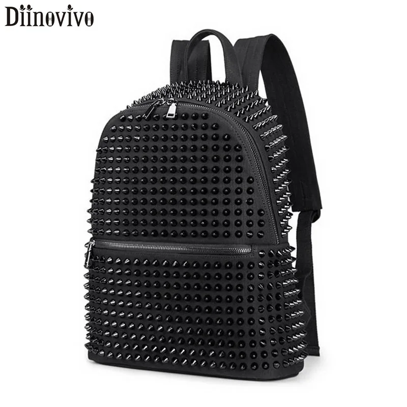 DIINOVIVO Rivet Women Backpack SchoolBag Large Capacity Laptop Backpacks Female Canvas Punk School Teenager WHDV1198 |