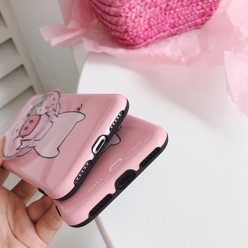 Funny Cartoon Pig Flow Quicksand Phone Case For iphone X XS Max XR 7 6s 6 8 plus Cover Soft Silicone Cases Capa |