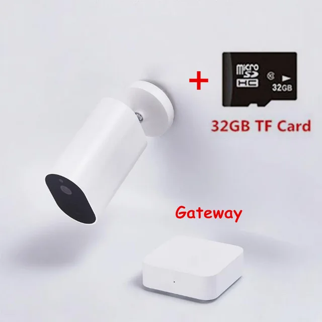add 32G card Оригинальная смарт-камера Xiaomi Mijia с батарейным шлюзом 1080P F2.6 IP65, Водонепроницаемая беспроводная ip-камера с функцией обнаружения гуманоида AI - Цвет: add 32G card