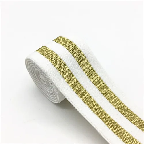 4cm white golden 2 40 мм золотые серебряные полосы Эластичные ленты 4 см эластичные ленты сумки для одежды брюки эластичная резиновая тесьма DIY Швейные аксессуары 1 м - Цвет: 4cm white golden 2