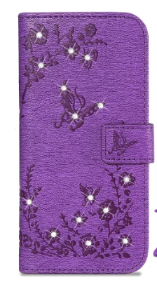 Purple Чехол KISS, кожаный чехол для samsung Galaxy S7, A5, J5, чехол для Galaxy S8, S8 Plus, S6, 7, задняя крышка, Блестящий Бриллиант, флип, кошелек, сумка - Цвет: Purple