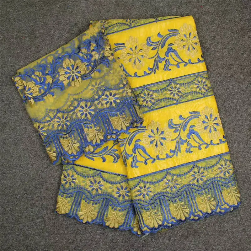 Желтый Цвет в африканском стиле фут парча Гвинейском с вышивкой французская